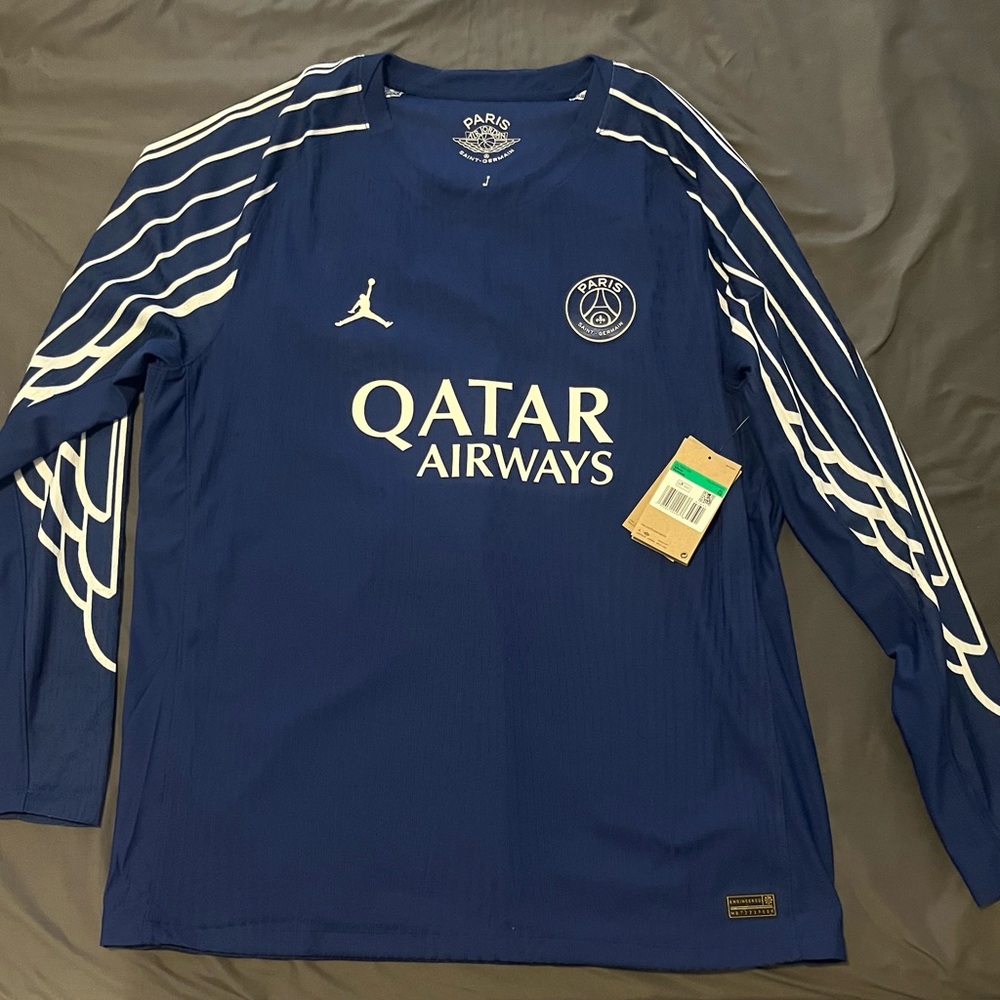 PSG Blue Long Sleeve Jersey with White Accents
